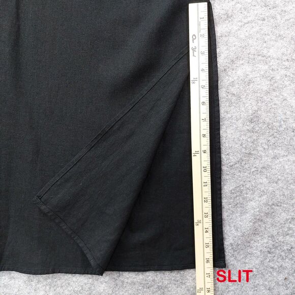 DKNY Dress Womens Medium Black Linen Blend Maxi Tank Sleeveless Side Slit Chic - Picture 10 of 13